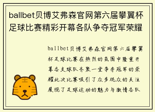 ballbet贝博艾弗森官网第六届攀翼杯足球比赛精彩开幕各队争夺冠军荣耀